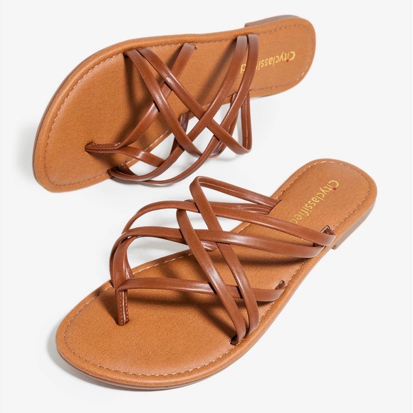 a'gaci Shoes - ☆ Cognac Woven Strap Sandals